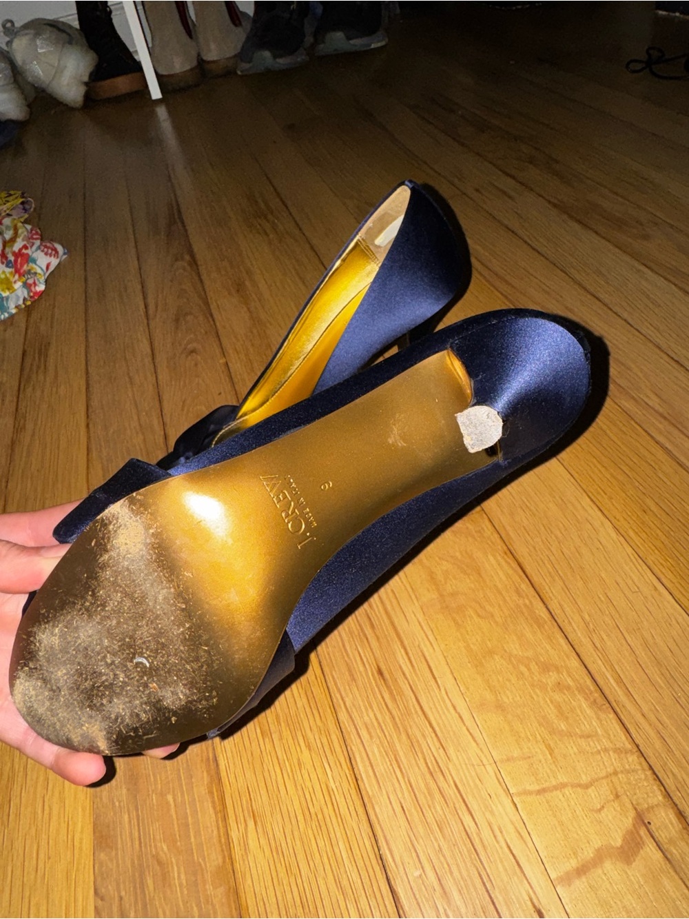 J. Crew Navy Satin Bow Peep-Toe Heels - Picture 6 of 7